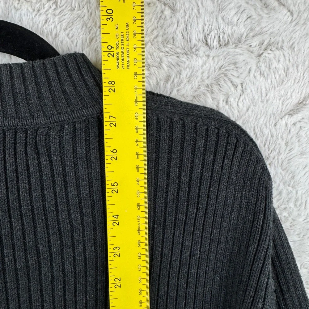Banana‎ Republic Sweater Mens Large Gray Ribbed Cotton V-Neck Pullover Classic